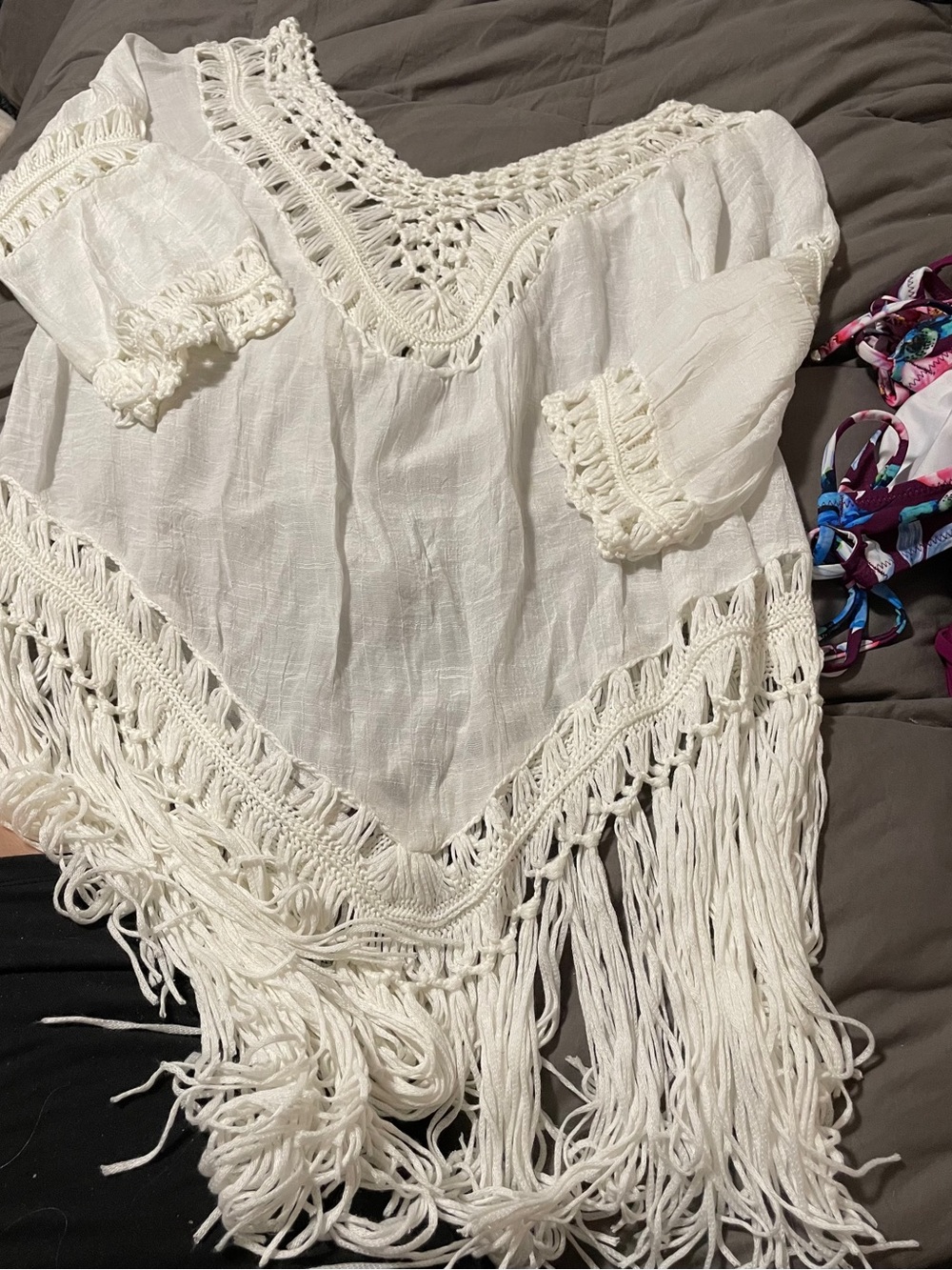 New w/tags Cupshe 2 pc swim bathing suit size L fringe crocheted cover-up womens - Picture 11 of 11